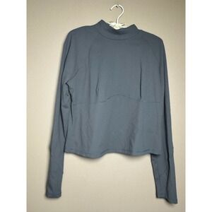 FLX Travel Leisure Gray Mock Neck Long Sleeve Cropped Athletic Top Womens XL